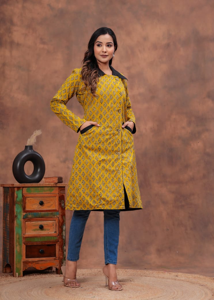 Bagru Hand Block Printed Long Jackets (BABJ03)