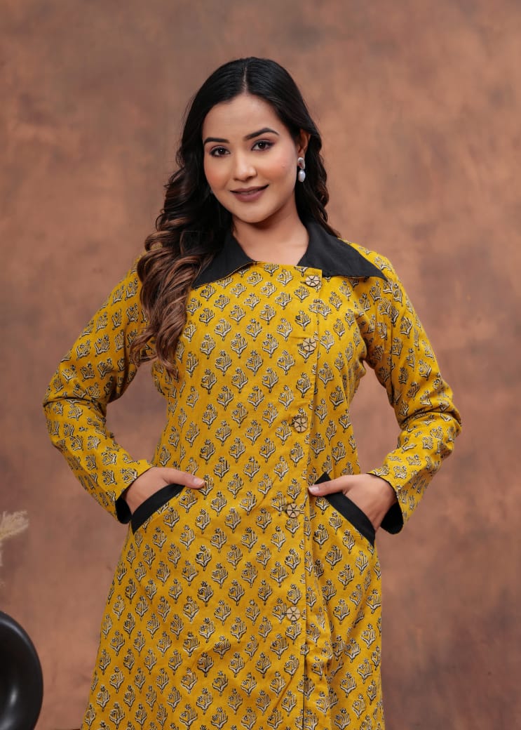 Bagru Hand Block Printed Long Jackets (BABJ03)