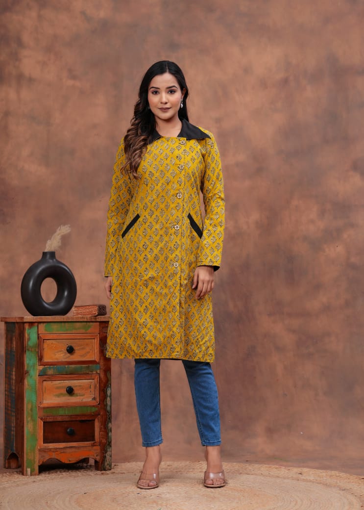 Bagru Hand Block Printed Long Jackets (BABJ03)
