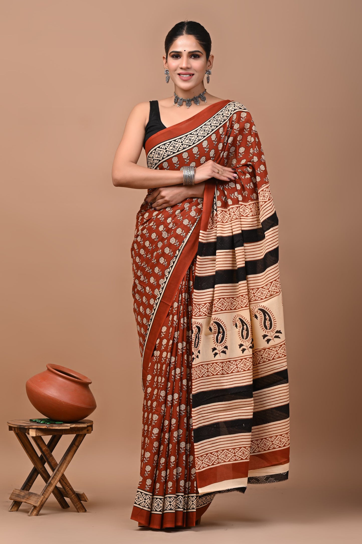 Premium Cotton Saree with Blouse Piece (BACS10)