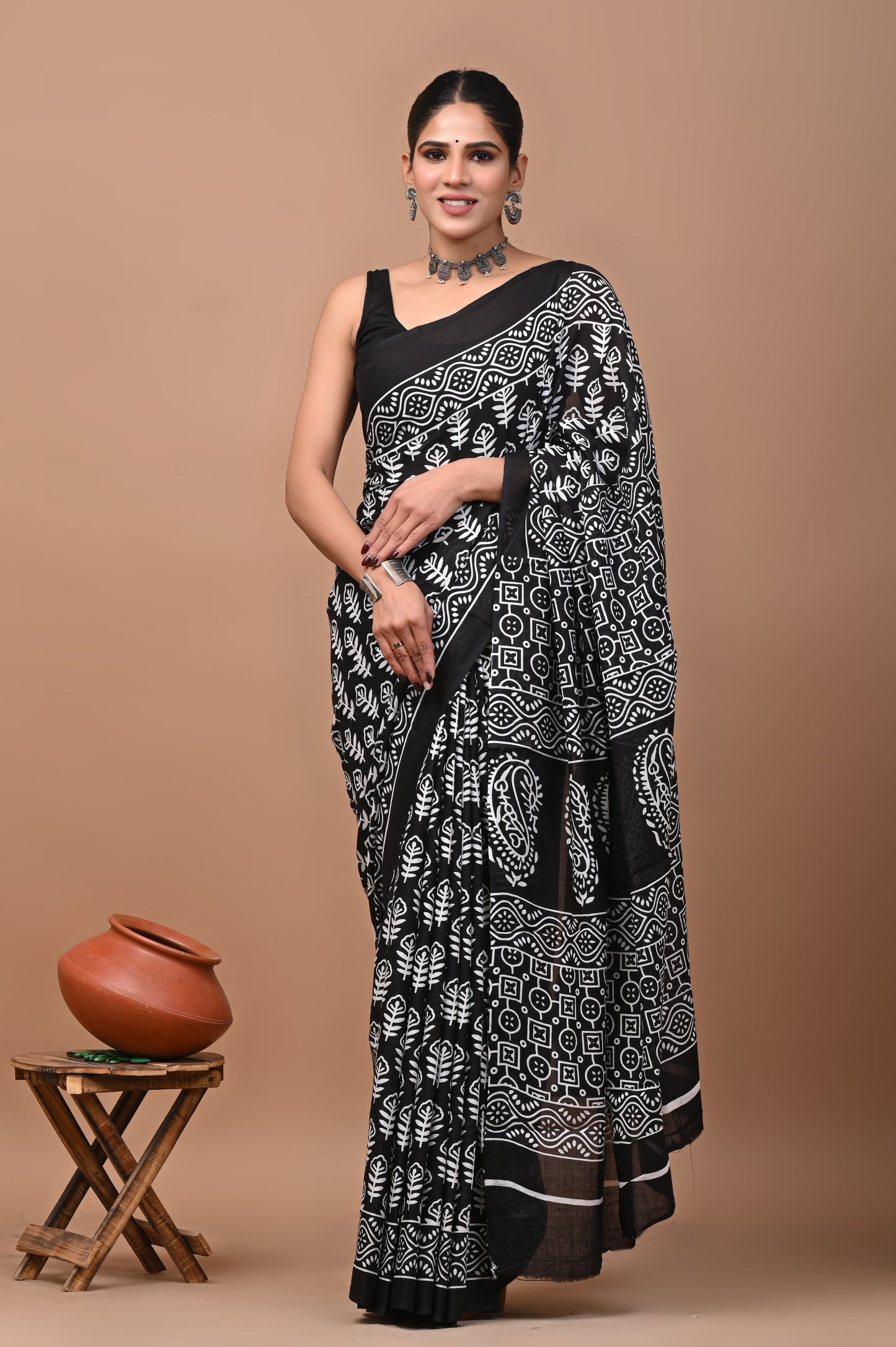 Premium Cotton Saree with Blouse Piece (BACS12)