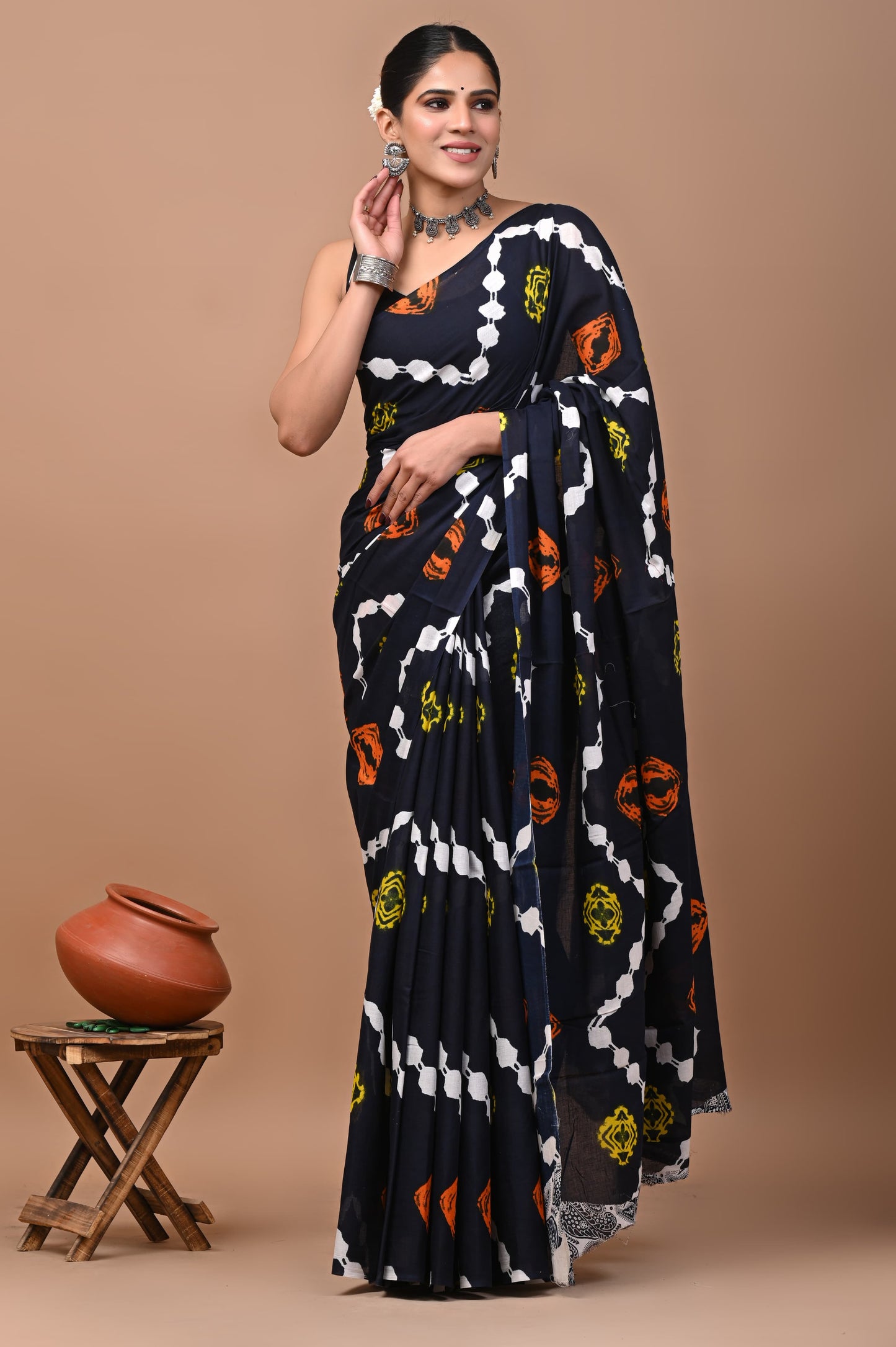 Premium Cotton Saree with Blouse Piece (BACS16)