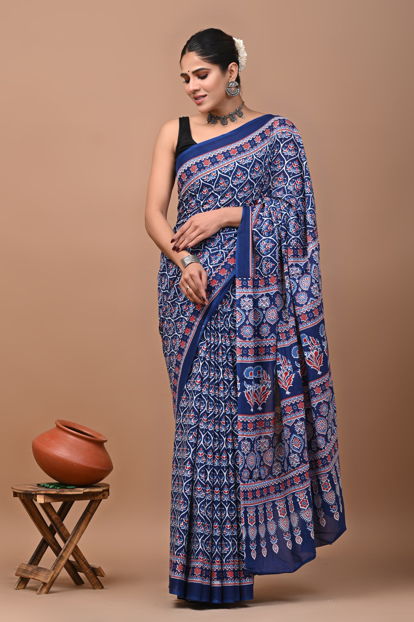Premium Cotton Saree with Blouse Piece (BACS17)