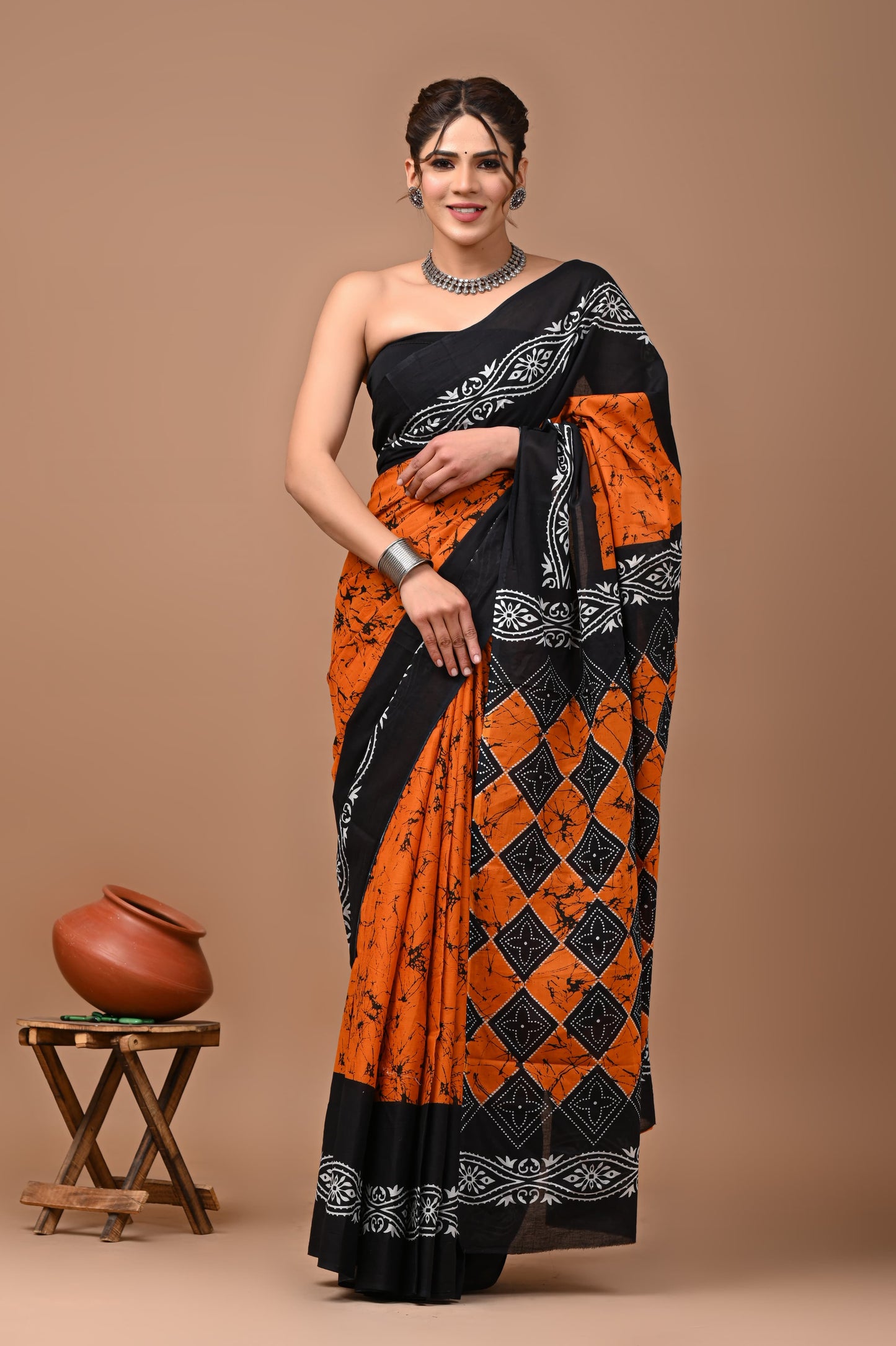 Premium Cotton Saree with Blouse Piece (BACS31)