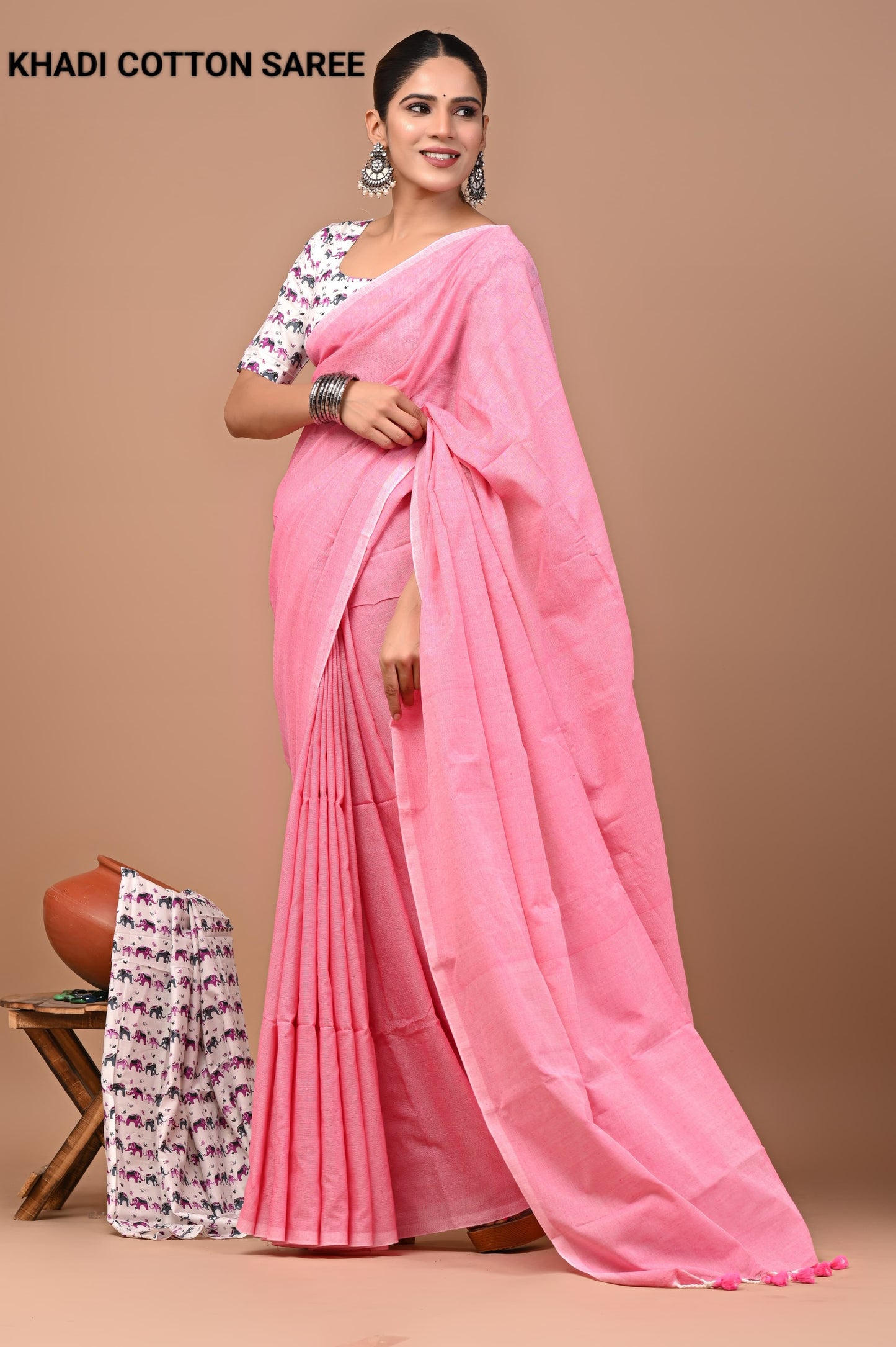 Premium Khadi Cotton Saree Extra Blouse Piece (BAKCS03)