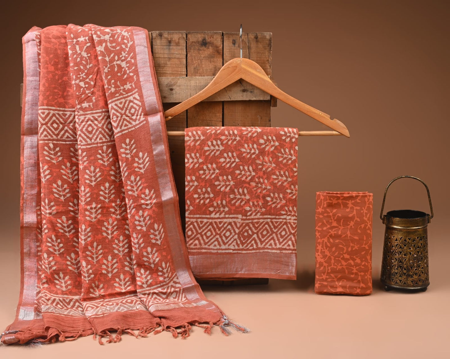 Premium Linen‑Cotton Suit with Zari Border (BACLS32)