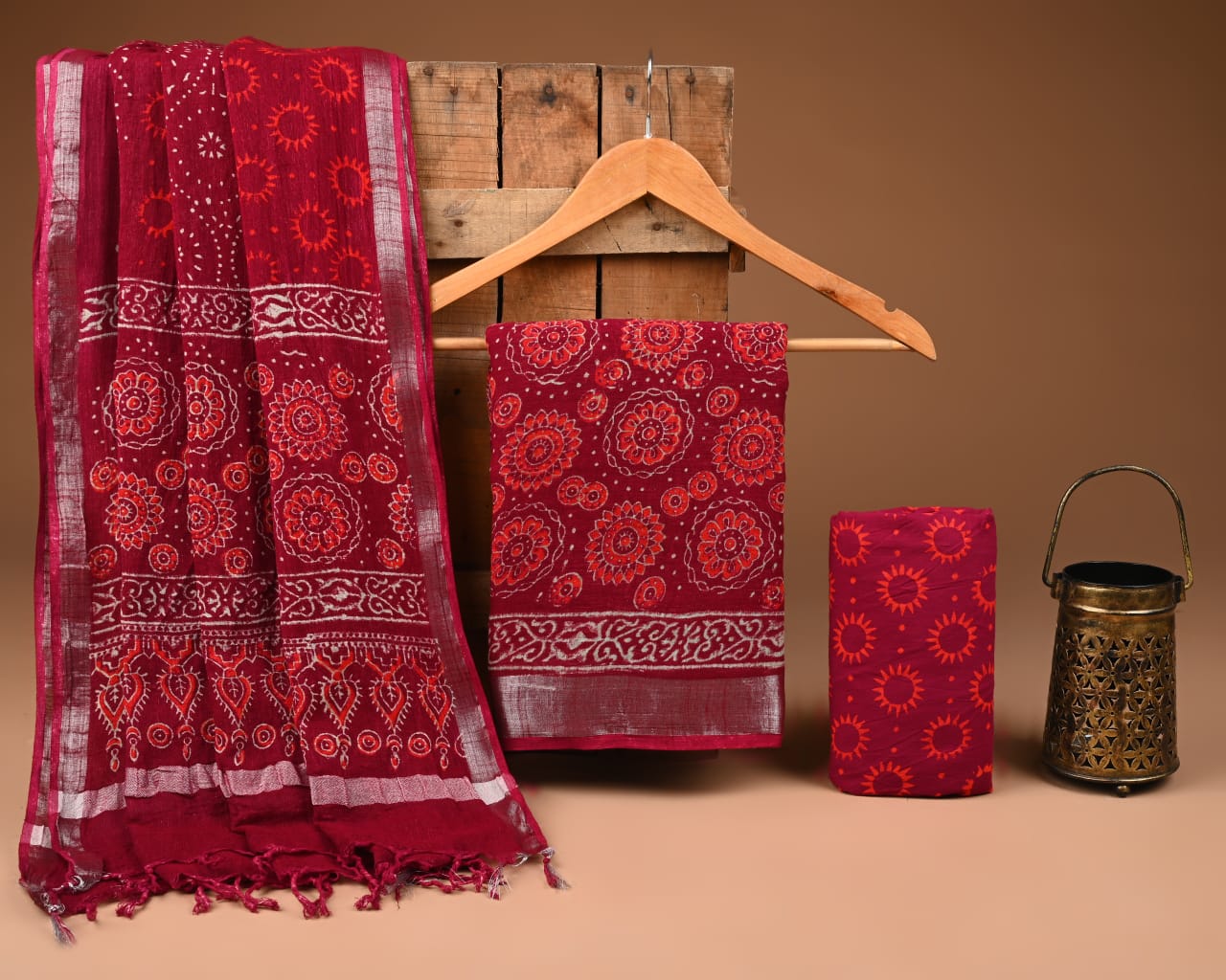 Premium Linen‑Cotton Suit with Zari Border (BACLS36)