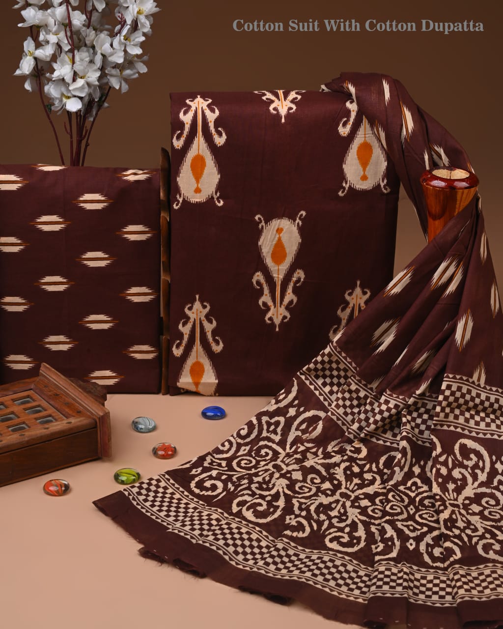 Premium Hand Block printed Cotton Suits With Cotton Dupatta (BACOTCO32)