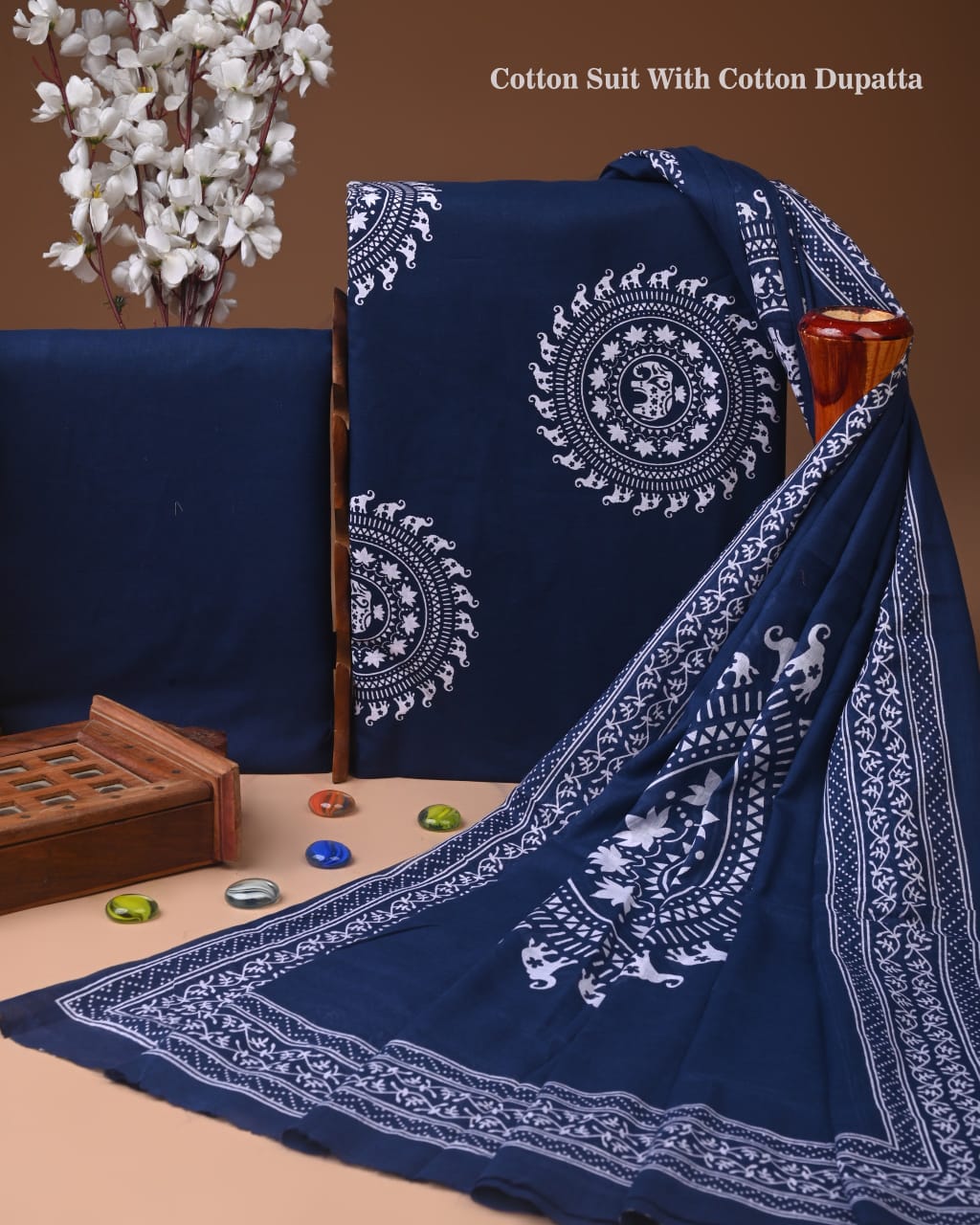 Premium Hand Block printed Cotton Suits With Cotton Dupatta (BACOTCO44)