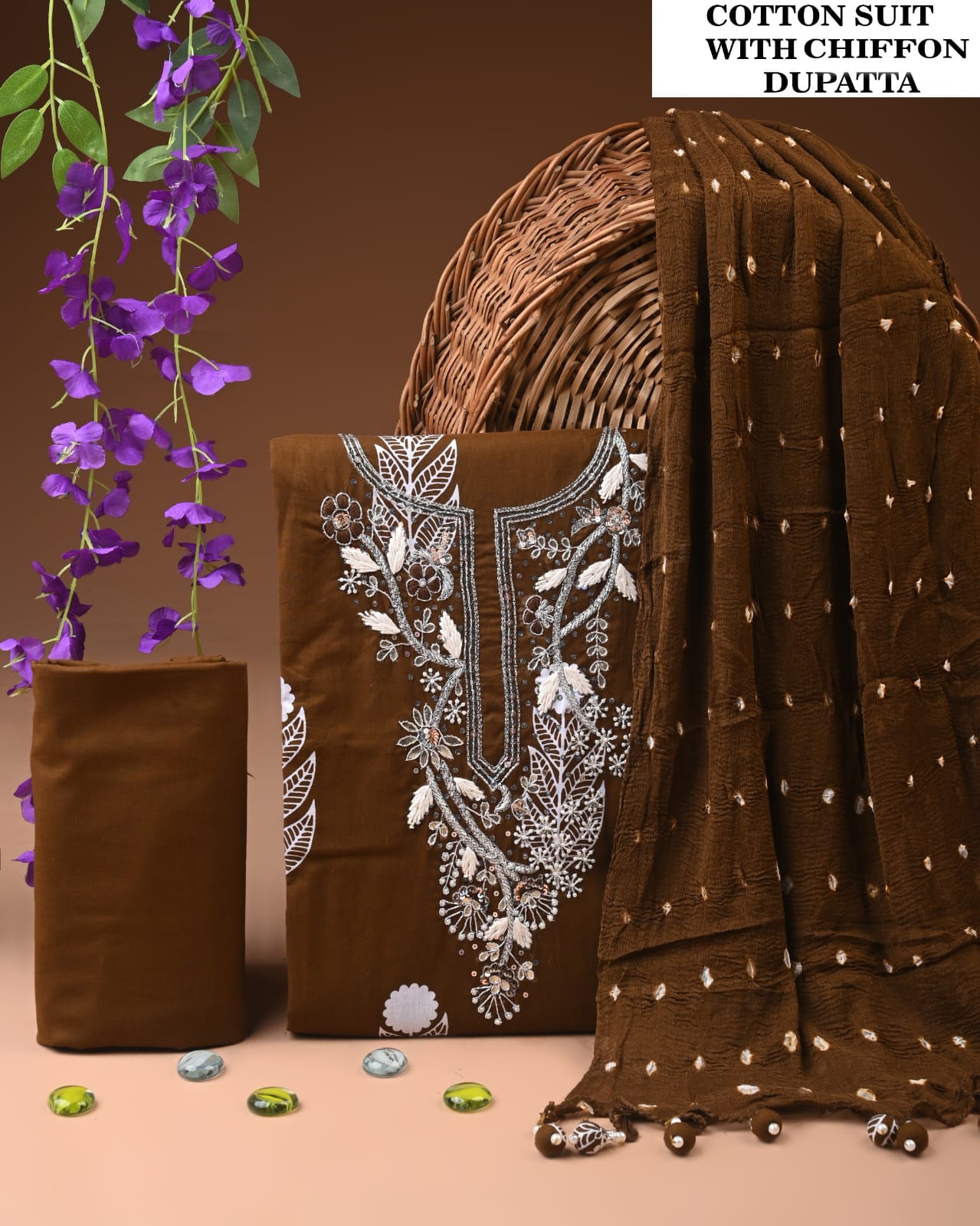 Premium Cotton Suit with Chiffon Dupatta – Zari Gotapatti Work (BACOTGC07)