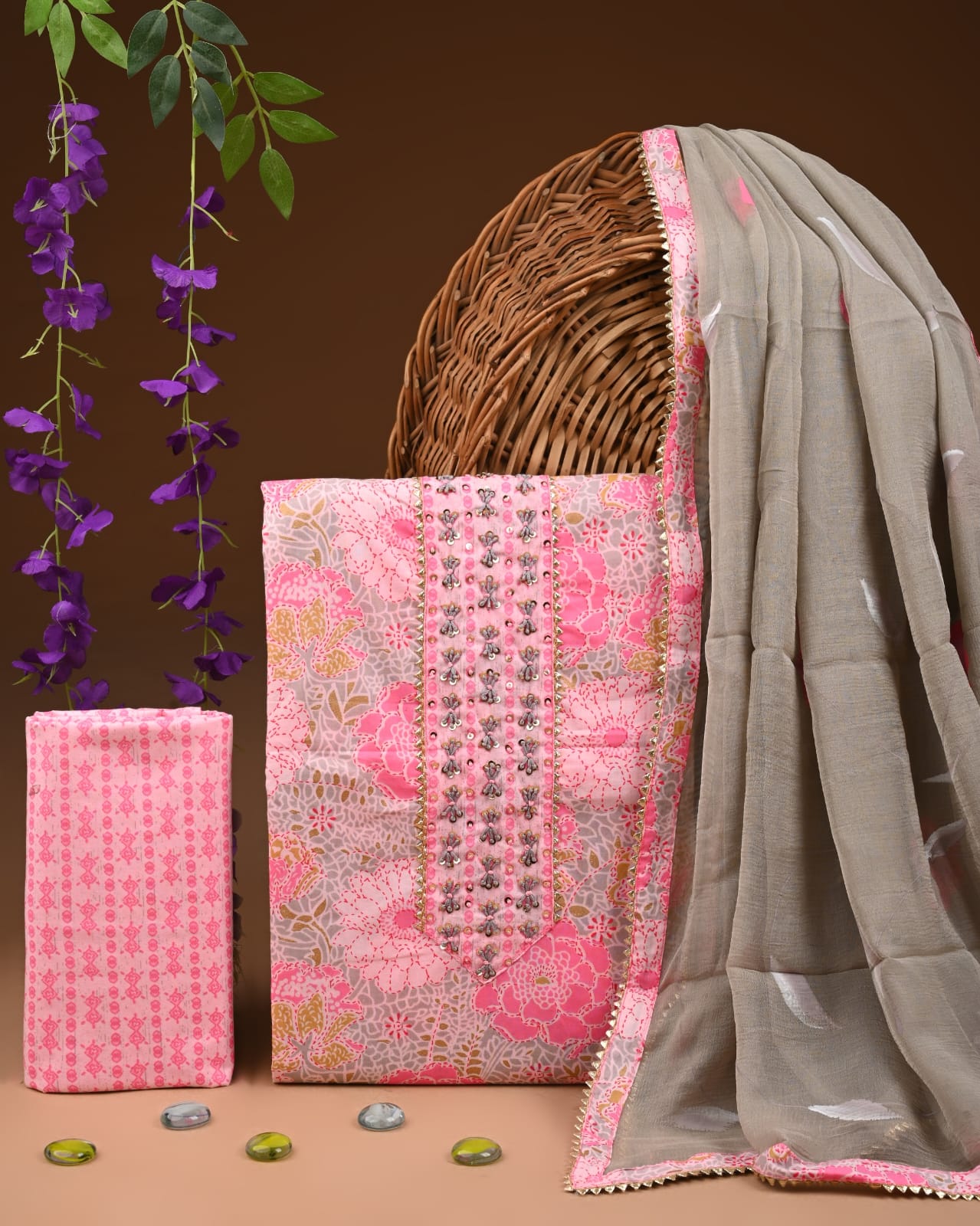 Premium Cotton Suit with Chiffon Dupatta – Zari Gotapatti Work (BACOTGC66)
