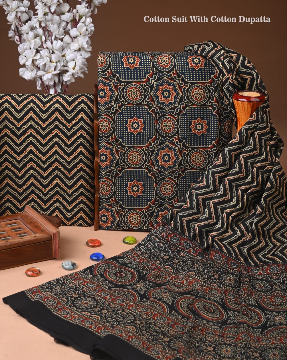 Premium Hand Block printed Cotton Suits With Cotton Dupatta (BACOTCO01)