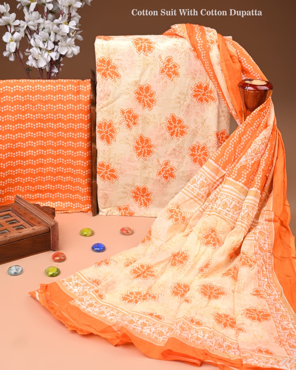 Premium Hand Block printed Cotton Suits With Cotton Dupatta (BACOTCO30)