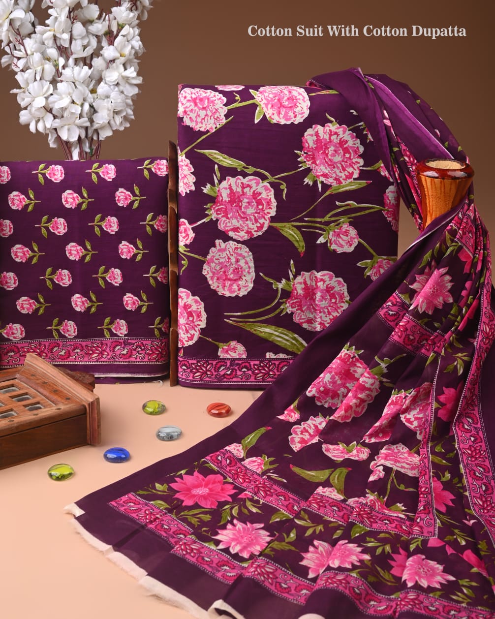 Premium Hand Block printed Cotton Suits With Cotton Dupatta (BACOTCO31)