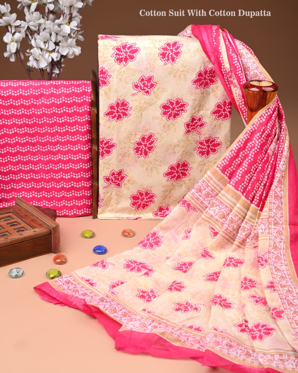 Premium Hand Block printed Cotton Suits With Cotton Dupatta (BACOTCO36)