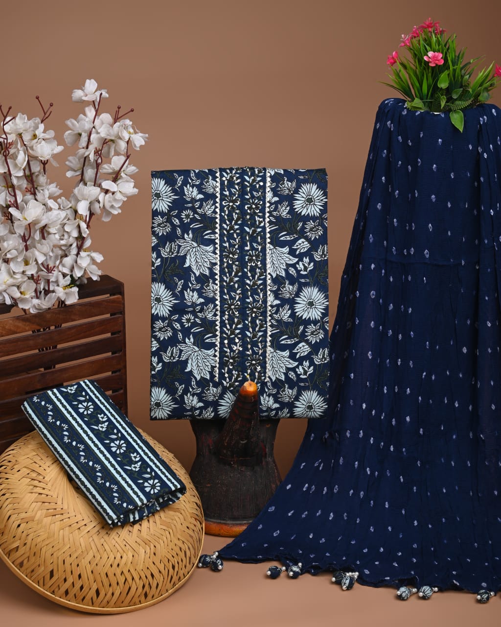Premium Cotton Suit with Chiffon Dupatta – Zari Gotapatti Work (BACOTGC03)