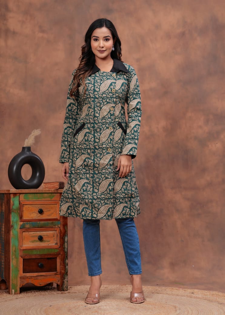 Bagru Hand Block Printed Long Jackets (BABJ01)