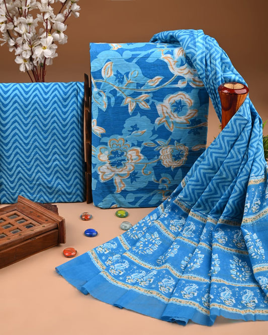 Premium Hand Block printed Cotton Suits With Cotton Dupatta (BACOTCO36)