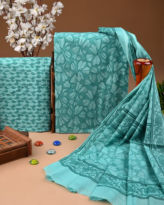 Premium Hand Block printed Cotton Suits With Cotton Dupatta (BACOTCO22)