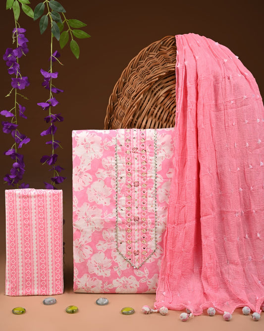 Premium Cotton Suit with Chiffon Dupatta – Zari Gotapatti Work (BACOTGC23)