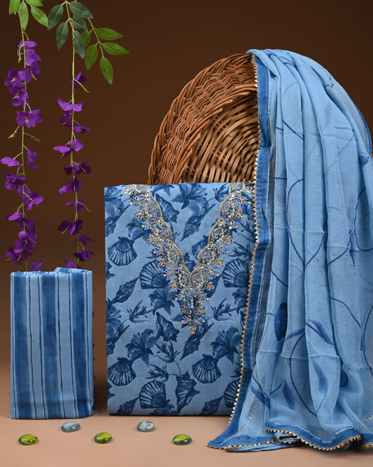 Premium Cotton Suit with Chiffon Dupatta – Zari Gotapatti Work (BACOTGC26)
