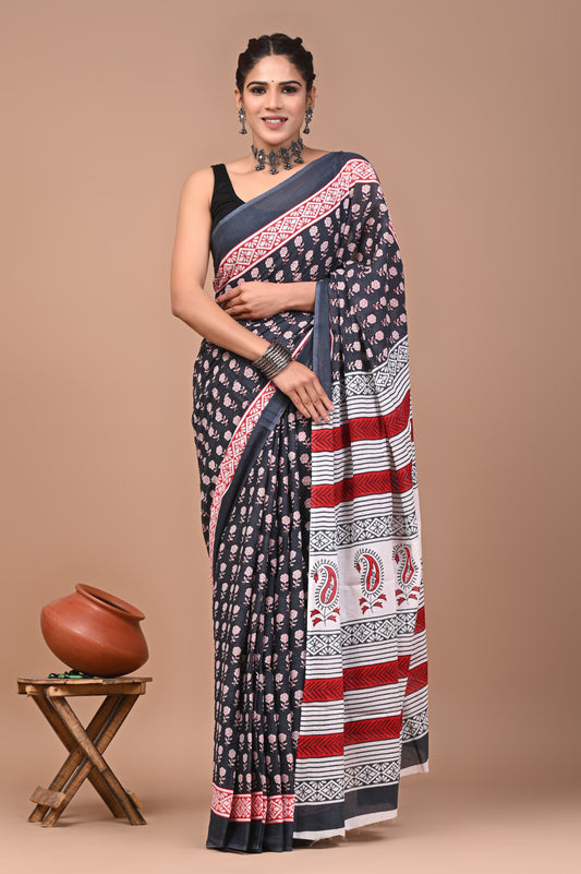 Premium Cotton Saree with Blouse Piece (BACS03)