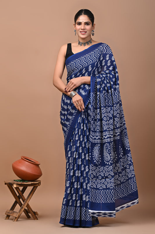 Premium Cotton Saree with Blouse Piece (BACS07)