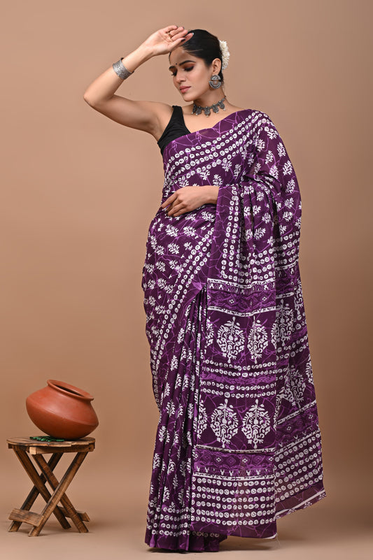 Premium Cotton Saree with Blouse Piece (BACS08)