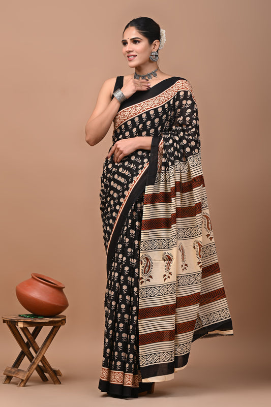 Premium Cotton Saree with Blouse Piece (BACS09)