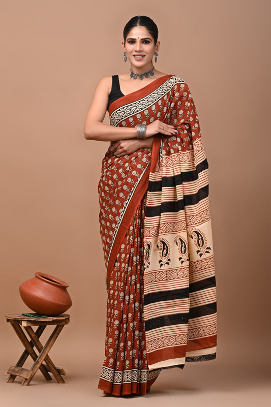 Premium Cotton Saree with Blouse Piece (BACS10)