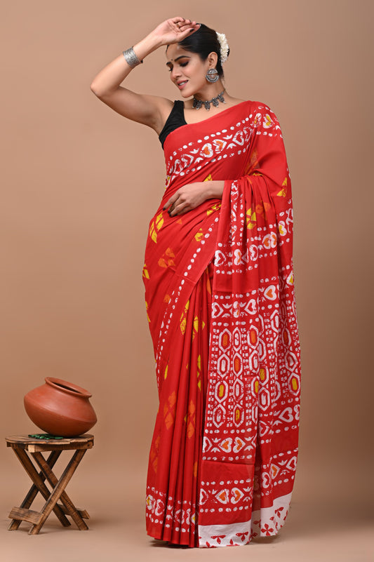 Premium Cotton Saree with Blouse Piece (BACS13)