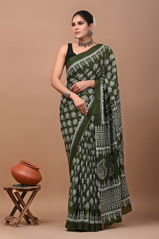 Premium Cotton Saree with Blouse Piece (BACS15)