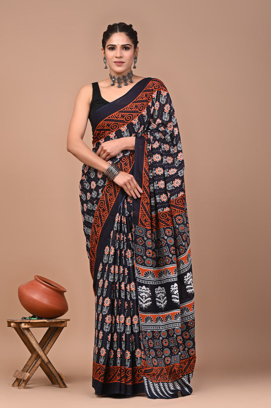 Premium Cotton Saree with Blouse Piece (BACS18)