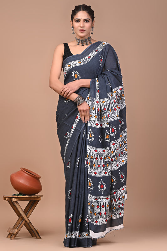 Premium Cotton Saree with Blouse Piece (BACS27)