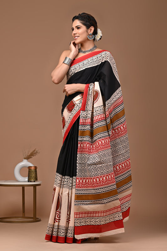 Premium Cotton Saree with Blouse Piece (BACS30)