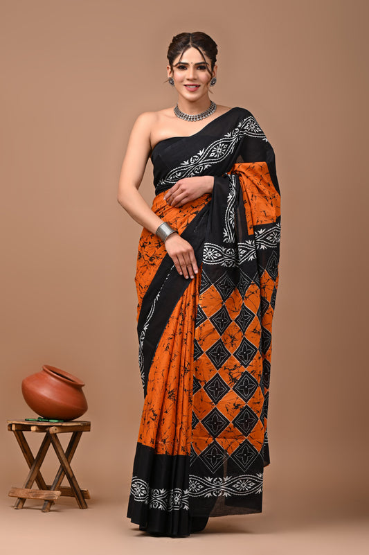 Premium Cotton Saree with Blouse Piece (BACS31)