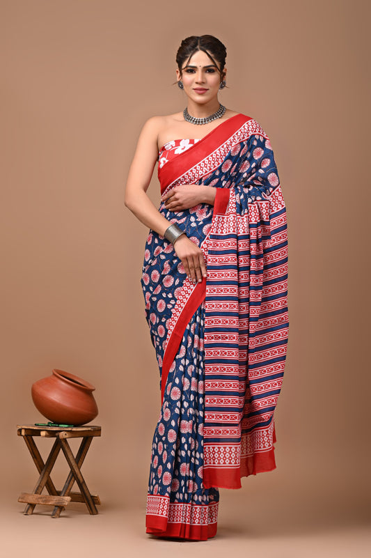 Premium Cotton Saree with Blouse Piece (BACS32)