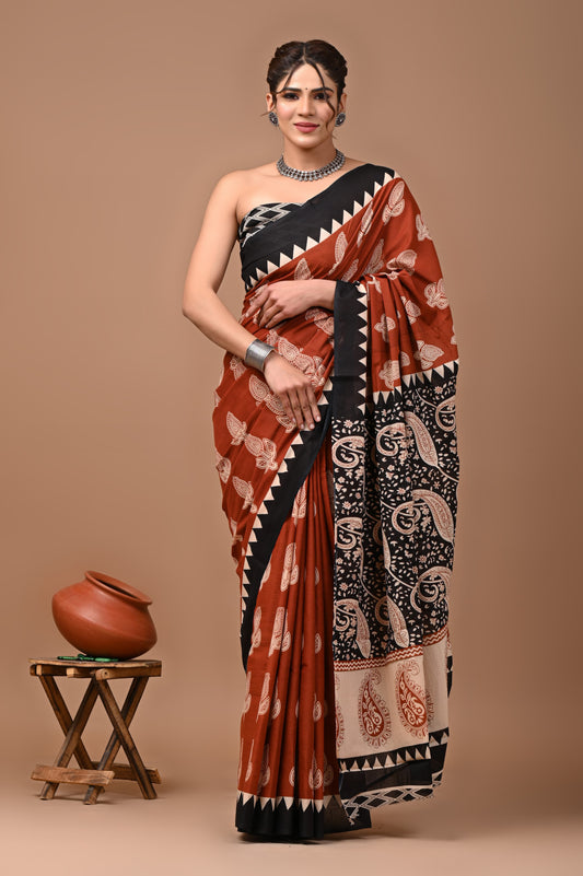 Premium Cotton Saree with Blouse Piece (BACS33)