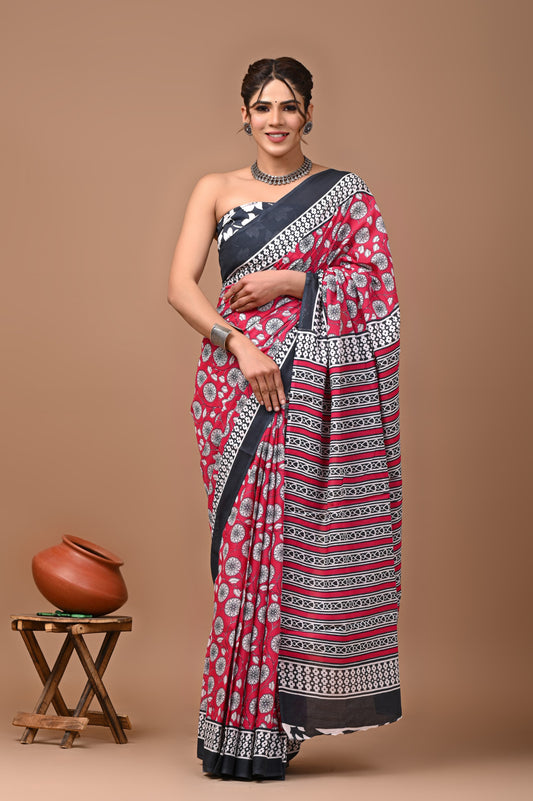 Premium Cotton Saree with Blouse Piece (BACS34)