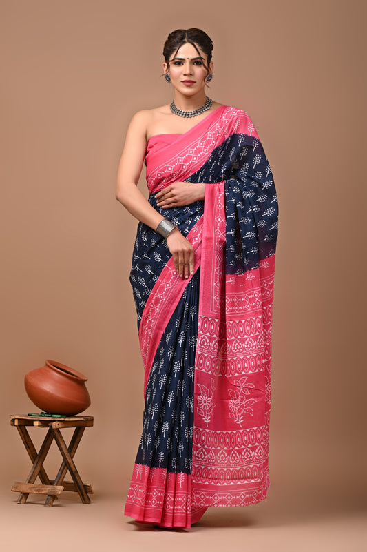 Premium Cotton Saree with Blouse Piece (BACS40)