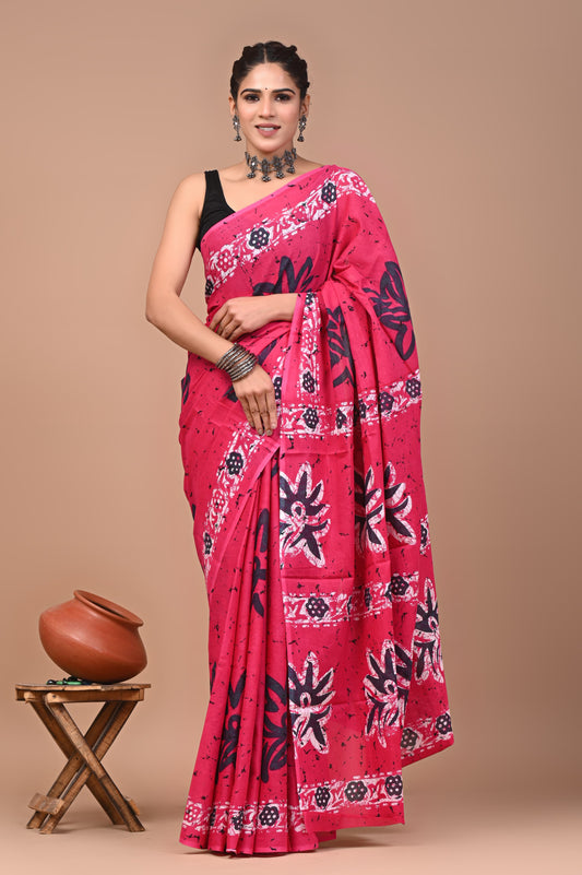 Premium Cotton Saree with Blouse Piece (BACS42)
