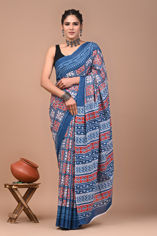 Premium Cotton Saree with Blouse Piece (BACS48)