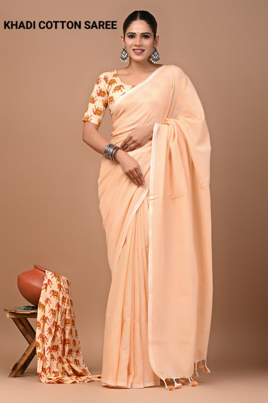 Pemium Khadi Cotton Saree Extra Blouse Piece (BAKCS21)