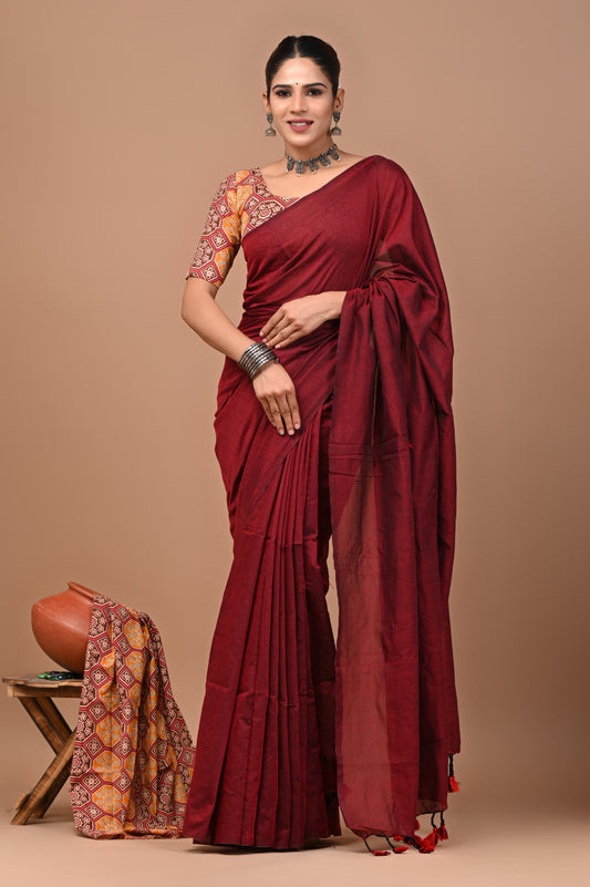 Premium Khadi Cotton Saree Extra Blouse Piece (BAKCS16)