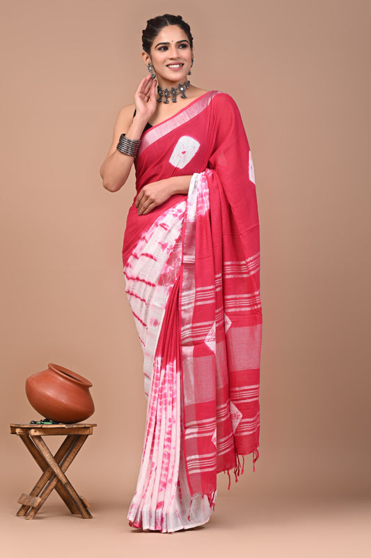 Premium Bagru Handblock Print Linen Sarees (BALS01)