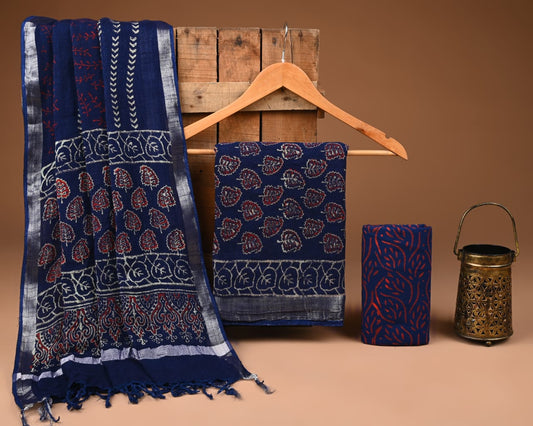 Premium Linen‑Cotton Suit with Zari Border (BACLS18)