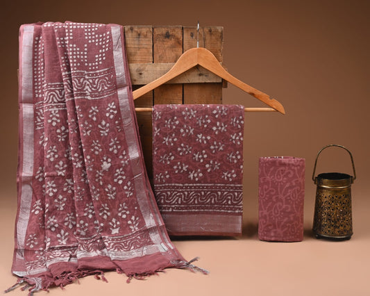 Premium Linen‑Cotton Suit with Zari Border (BACLS03)
