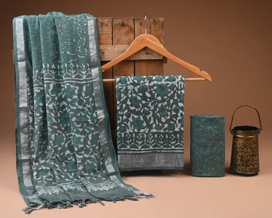 Premium Linen‑Cotton Suit with Zari Border (BACLS04)