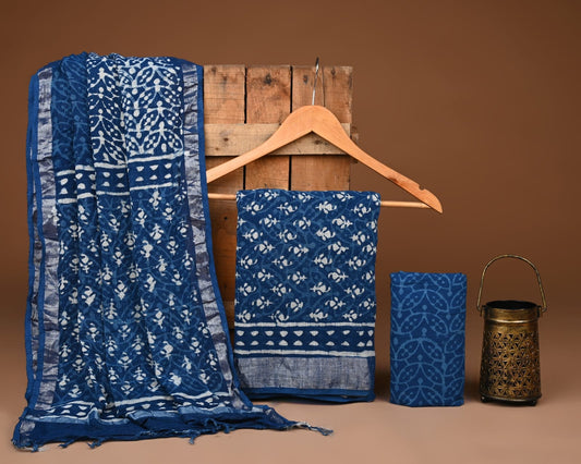 Premium Linen‑Cotton Suit with Zari Border (BACLS09)