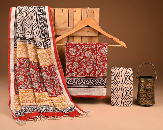 Premium Linen‑Cotton Suit with Zari Border (BACLS12)